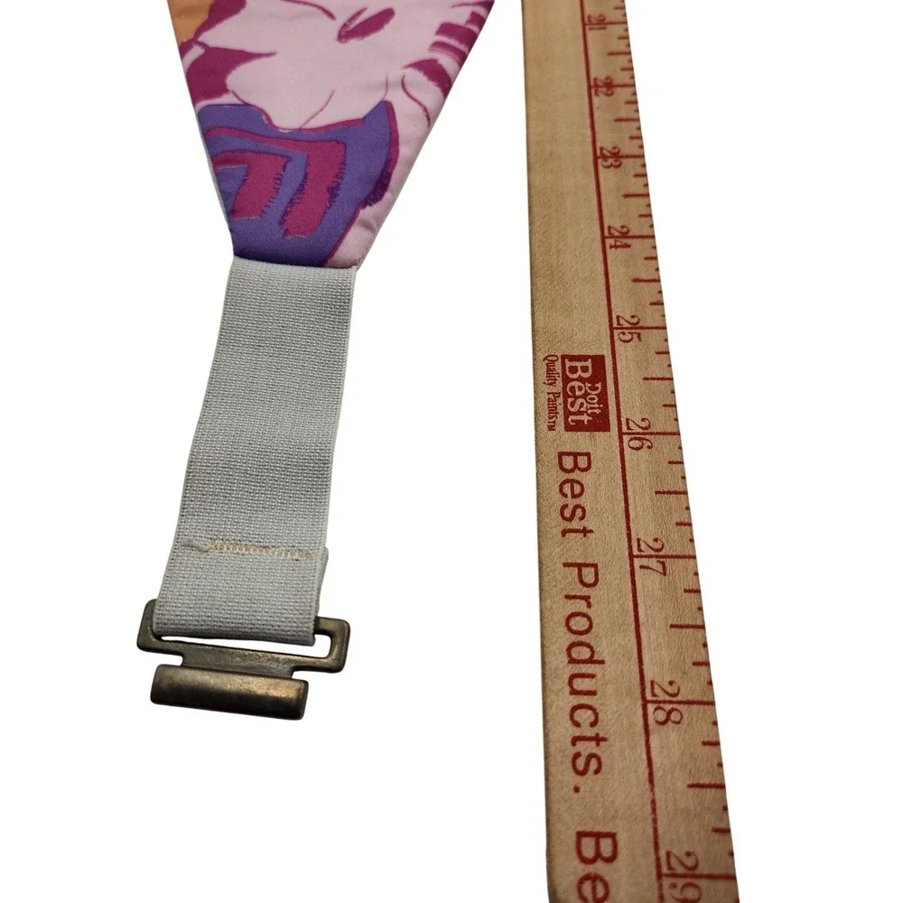 VTG 80s Abstract Floral Statement Waist Belt Cummerbund Pink Pastel USA OS Funky
